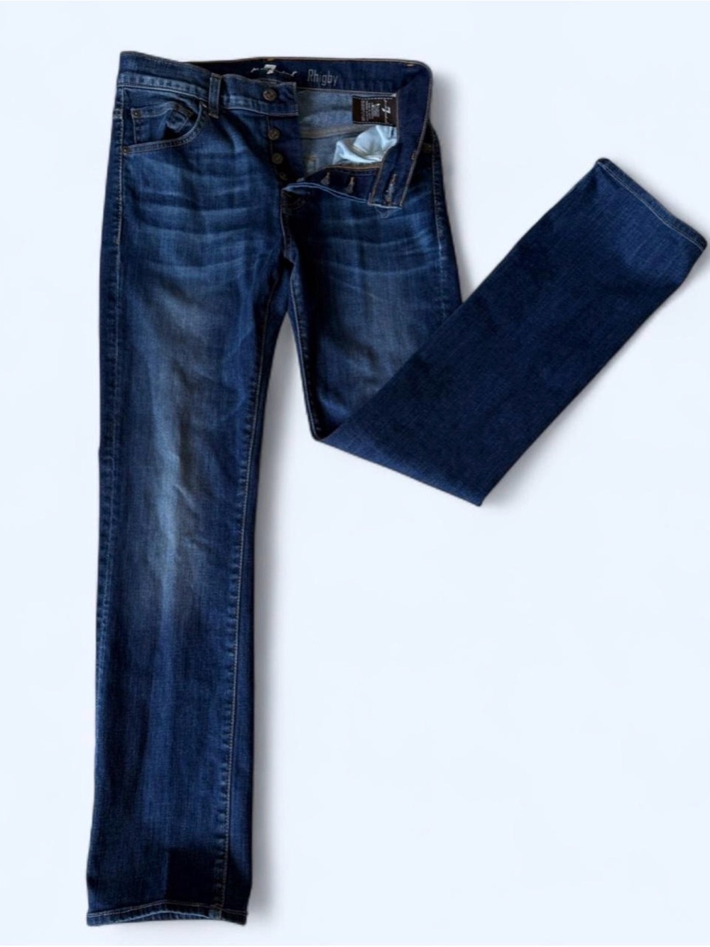 7 For All Mankind Men's Dark Blue Slim Straight Jeans
